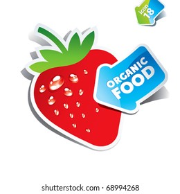 Icon strawberry with the arrow by organic food. Vector illustration.