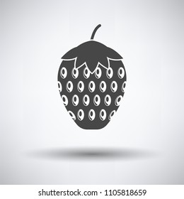 Icon of Strawberry on gray background, round shadow. Vector illustration.