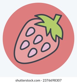 Icon Strawberry. related to Fruit and Vegetable color mate style. simple design editable. simple illustration