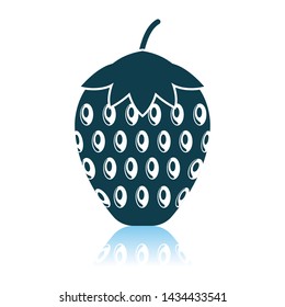 Icon Of Strawberry. Shadow Reflection Design. Vector Illustration.