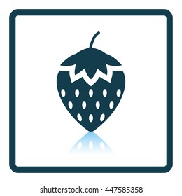 Icon of Strawberry. Shadow reflection design. Vector illustration.