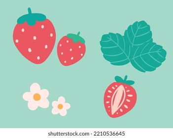 Icon strawberry with white flower.