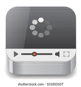 Icon for streaming media. White background. Vector saved as eps-10, file contains objects with transparency.