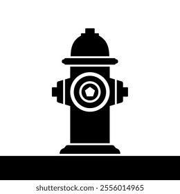 Icon street ground fire hydrant. Attribute of fire extinguishing, firefighters or fire. Device for extinguishing fire.