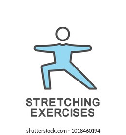 Icon stretching exercises. Exercises for stretching the muscles. Increase elasticity and relieve tension. The thin contour lines with color fills.