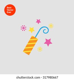 Icon of striped firecracker and sparks