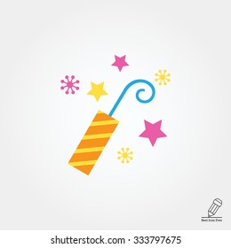 Icon of striped firecracker and sparks