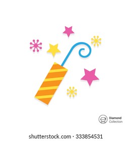 Icon of striped firecracker and sparks
