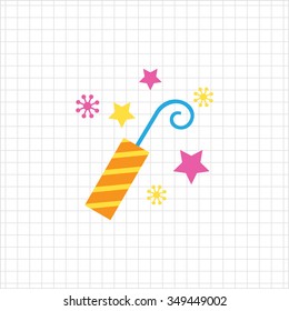 Icon of striped firecracker and sparks