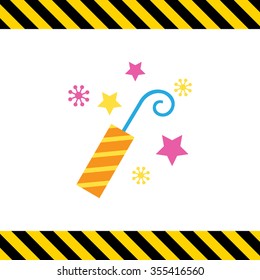 Icon of striped firecracker and sparks