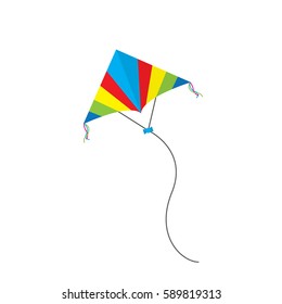Cometa rayada con un estilo plano. Verano divertido para niños y adultos. Ilustración vectorial.