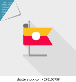 Icon of striped rectangular flag on stand