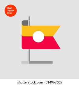 Icon of striped rectangular flag on stand