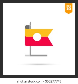 Icon of striped rectangular flag on stand