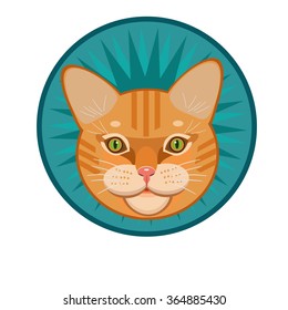Icon striped red-headed cat 