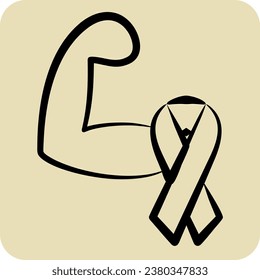 Icon Strong. related to World Cancer symbol. hand drawn style. simple design editable. simple illustration