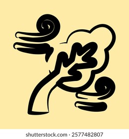 Icon strong winds. Global warming elements. Icon in hand drawn style.