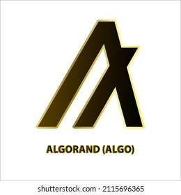 Icon structure of Algorand (ALGO) coin black, gold isolated on white background. 3D Vector illustration. Symbol of future digital currency replacement technology. Cryptocurrency blockchain modern.