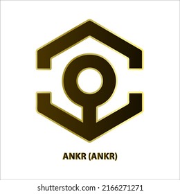 Estructura de iconos Ankr (ANKR) moneda de línea negra borde oro aislado fondo blanco 3D Ilustración vectorial Símbolo tecnología de reemplazo de moneda digital futuro Cryptocurrency blockchain.