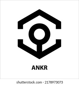 Icon structure of Ankr (ANKR) coin black isolated on white background. 3D Vector illustration. Symbol of future digital currency replacement technology. Cryptocurrency blockchain modern.