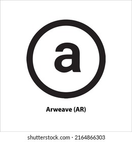 Icon structure of Arweave (AR) coin black isolated on white background. Symbol of future digital currency replacement technology. Cryptocurrency blockchain modern. 3D Vector illustration. svg