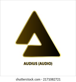 Estructura de iconos Audius (AUDIO) moneda de color negro borde dorado aislado fondo blanco 3D Ilustración vectorial Símbolo tecnología de reemplazo de moneda digital futuro Cryptocurrency blockchain.