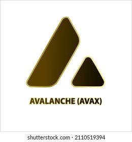 Symbolstruktur der Avalanche (AVAX) Münze schwarz, Gold einzeln auf weißem Hintergrund. Symbol der zukünftigen digitalen Währungsumtauschtechnologie. Kryptowährung Blockchain modern. 3D-Vektorgrafik.