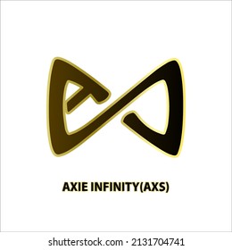Icon structure Axie Infinity (AXS) coin black line with gold border isolated white background. 3D Vector illustration. Symbol future digital currency replacement technology Cryptocurrency blockchain.