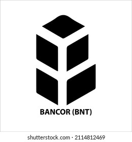 Icon structure of Bancor (BNT) coin black isolated on white background. symbol of future digital currency replacement technology. Cryptocurrency blockchain modern. 3D Vector illustration.
