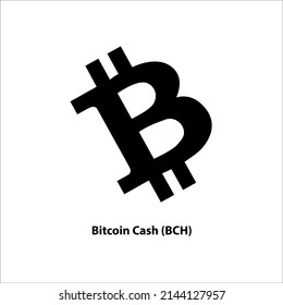 Icon structure of Bitcoin Cash (BCH) coin black isolated on white background. Symbol of future digital currency replacement technology. Cryptocurrency blockchain modern. 3D Vector illustration.