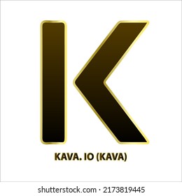 Icon structure Bitcoin Kava (KAVA) coin black line gold border isolated white background 3D Vector illustration Symbol future digital currency replacement technology Cryptocurrency blockchain.