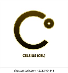 Icon structure Celsius	(CEL) coin black line gold border isolated white background 3D Vector illustration Symbol future digital currency replacement technology Cryptocurrency blockchain.