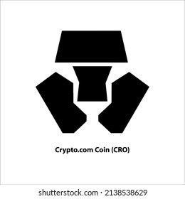 Icon structure of Crypto.com Coin (CRO)  black isolated on white background. Symbol of future digital currency replacement technology. Cryptocurrency blockchain modern. 3D Vector illustration.