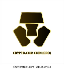 Icon structure of Crypto. Com Coin (CRO) coin black, gold isolated on white background 3D Vector illustration. Symbol of future digital currency replacement technology Cryptocurrency blockchain modern