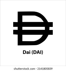 Icon structure of Dai (DAI) coin black isolated on white background. Symbol of future digital currency replacement technology. Cryptocurrency blockchain modern. 3D Vector illustration.