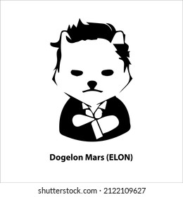 Icon structure of Dogelon Mars (ELON) coin black isolated on white background. symbol of future digital currency replacement technology. Cryptocurrency blockchain modern. 3D Vector illustration. svg
