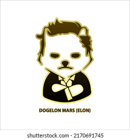 Icon structure Dogelon Mars (ELON) coin black line gold border isolated white background 3D Vector illustration Symbol future digital currency replacement technology Cryptocurrency blockchain. svg