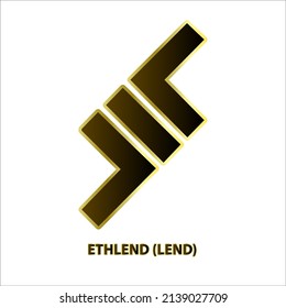 Icon structure ETHLend (LEND) coin black line with gold border isolated white background 3D Vector illustration Symbol future digital currency replacement technology Cryptocurrency blockchain.