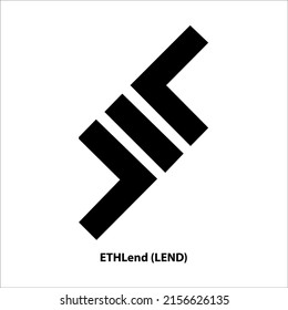 Icon structure of ETHLend (LEND) coin black isolated on white background. Symbol of future digital currency replacement technology. Cryptocurrency blockchain modern. 3D Vector illustration.