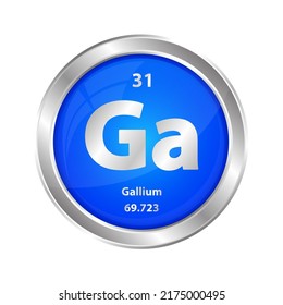 Icon structure Gallium (Ga) chemical element round shape circle blue line silver. Chemical element of periodic table Sign with atomic number. Study in science for education. 3D Illustration vector. 