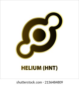 Icon structure Helium (HNT) coin black line with gold border isolated white background 3D Vector illustration Symbol future digital currency replacement technology Cryptocurrency blockchain.