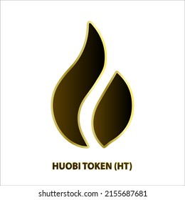 Estructura de iconos Huobi Token (HT) moneda de línea negra borde oro aislado fondo blanco 3D Ilustración de vectores Símbolo tecnología de reemplazo de moneda digital futuro Cryptocurrency blockchain.