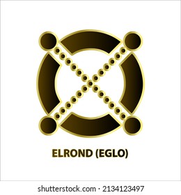 Icon structure Internet Elrond (EGLD) coin black line with gold border isolated white background 3D Vector illustration Symbol future digital currency replacement technology Cryptocurrency blockchain.