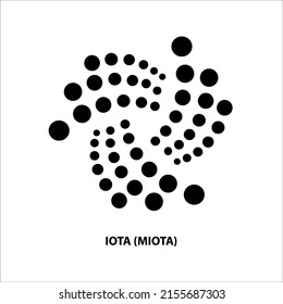 Icon structure of IOTA (MIOTA) coin black isolated on white background. Symbol of future digital currency replacement technology. Cryptocurrency blockchain modern. 3D Vector illustration.