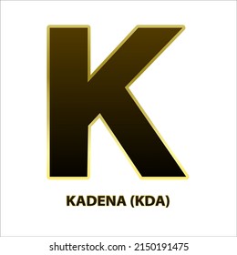 Icon structure Kadena (KDA) coin black line with gold border isolated white background. 3D Vector illustration. Symbol future digital currency replacement technology. Cryptocurrency blockchain.