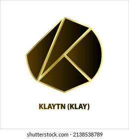 Icon structure Klaytn (KLAY) coin black line with gold border isolated white background 3D Vector illustration Symbol future digital currency replacement technology Cryptocurrency blockchain.
