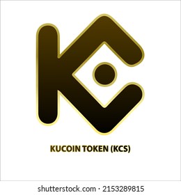 Icon structure KuCoin Token (KCS) coin black line gold border isolated white background 3D Vector illustration Symbol future digital currency replacement technology Cryptocurrency blockchain.
