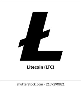 Icon structure of Litecoin (LTC) coin black isolated on white background. Symbol of future digital currency replacement technology. Cryptocurrency blockchain modern. 3D Vector illustration.