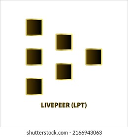 Estructura de iconos Livepeer (LPT) moneda línea negra borde oro aislado fondo blanco 3D Ilustración vectorial Símbolo tecnología de reemplazo de moneda digital futuro Cryptocurrency blockchain.
