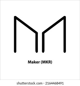 Icon structure of Maker (MKR) coin black isolated on white background. Symbol of future digital currency replacement technology. Cryptocurrency blockchain modern. 3D Vector illustration.